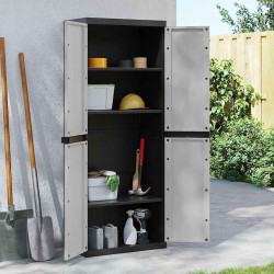 Móvel de arrumação para exterior 65x37x165 PP cinzento e preto