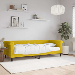 Sofá-cama com colchão 80x200 cm veludo amarelo