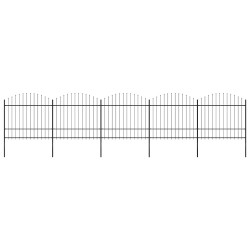 Cerca de jardim com topo em forma de lança em aço 838x175 cm, preta