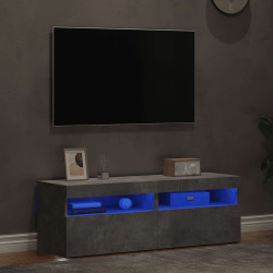 Móveis de TV com luzes LED 2 pcs 60x35x40 cm cinzento cimento