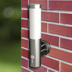 Conjunto de 2 luminárias de parede externas com detector de movimento em aço inoxidável