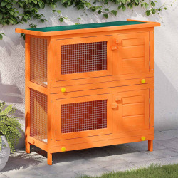 Gaiola de madeira para coelhos e pequenos animais de estimação, com 4 portas, para uso externo,
