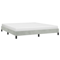 Estrutura de cama sem colchão, veludo cinza claro tamanho california king