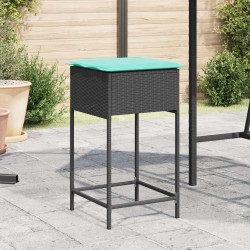 Banquetas de jardim com almofadas, 2 peças, em rattan sintético preto