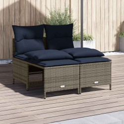 Conjunto de sofá de jardim com 4 peças e almofadas em rattan sintético cinza