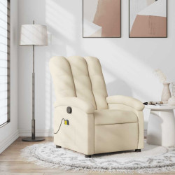 Poltrona de massagem reclinável em tecido creme