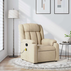 Poltrona de massagem reclinável em tecido creme