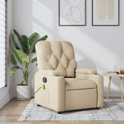 Poltrona de massagem reclinável em tecido creme