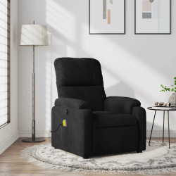 Poltrona de massagem reclinável em tecido de microfibra preto