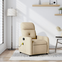 Poltrona de massagem reclinável em tecido creme