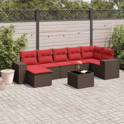 Conjunto de sofá de jardim com 8 peças e almofadas em rattan sintético marrom