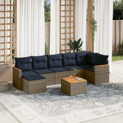 Conjunto de sofá de jardim com 8 peças e almofadas em rattan sintético cinza