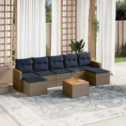 Conjunto de sofá de jardim com 8 peças e almofadas em rattan sintético cinza