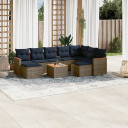 Conjunto de sofá de jardim com 10 peças e almofadas em rattan sintético cinza