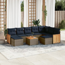 Conjunto de sofá de jardim com 10 peças e almofadas em rattan sintético cinza