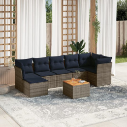 Conjunto de sofá de jardim com 8 peças e almofadas em rattan sintético cinza
