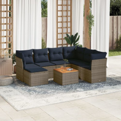 Conjunto de sofá de jardim com 8 peças e almofadas em rattan sintético cinza