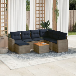 Conjunto de sofá de jardim com 8 peças e almofadas em rattan sintético cinza