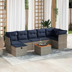 Conjunto de sofá de jardim com 8 peças e almofadas em rattan sintético cinza