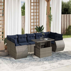 Conjunto de sofá de jardim com 8 peças e almofadas em rattan sintético cinza