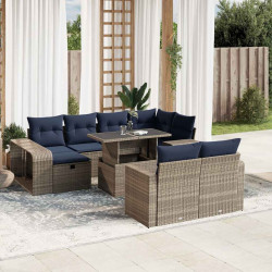 Conjunto de sofá de jardim com 11 peças e almofadas em rattan sintético cinza