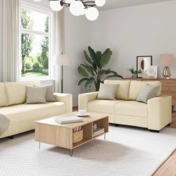 Conjunto de sofá de 3 peças com almofadas em tecido creme