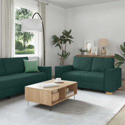 Conjunto de sofá de 2 peças com almofadas em tecido verde escuro