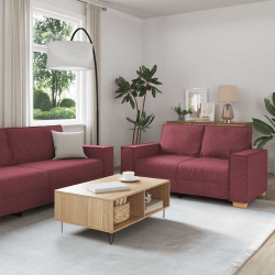 Conjunto de sofá de 2 peças com almofadas em tecido vermelho vinho
