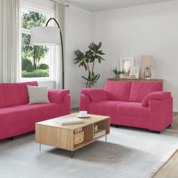 Conjunto de sofá de 2 peças com almofadas em veludo vermelho vinho