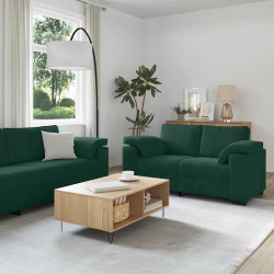 Conjunto de sofá de 2 peças com almofadas em veludo verde escuro