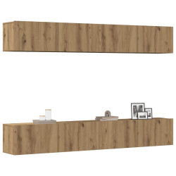 Conjunto de 4 peças de móvel para TV de parede, em carvalho artesanal, 100x30x30 cm