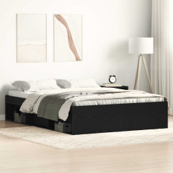 Estrutura de cama sem colchão, carvalho preto, 135x190 cm, madeira engenheirada