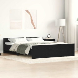 Estrutura de cama sem colchão, carvalho preto, 150x200 cm, madeira engenheirada