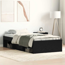 Estrutura de cama sem colchão, carvalho preto, 90x200 cm, madeira engenheirada