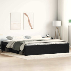 Estrutura de cama sem colchão, carvalho preto, 200x200 cm, madeira engenheirada