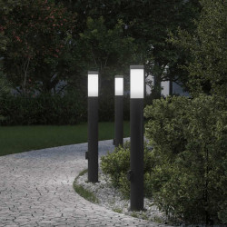 Conjunto de 3 postes de iluminação com tomada, 80 cm, aço inoxidável, IP44