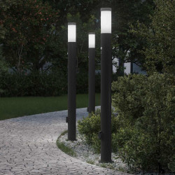 Luminárias de balizamento com sensor e tomada, 3 peças, 110 cm, aço inoxidável, IP44
