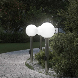Luminárias de balizamento com sensor e tomada, 3 peças, 80 cm, aço inoxidável, IP44