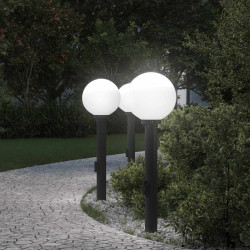 Luminárias de poste com tomada, 3 peças, 80 cm, pretas, IP44