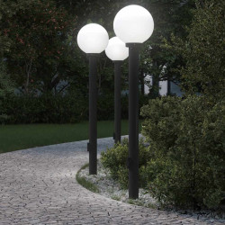 Luminárias de poste com tomada, 3 peças, 120 cm, pretas, IP44