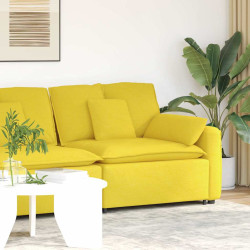 Módulo de extremidade de apoio de braço para sofá modular com almofadas, amarelo claro, 100 cm