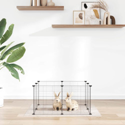 Gaiola para animais de estimação com 8 painéis, preta, 70x70x35 cm, aço