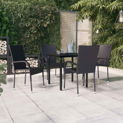 5 Pcs conjunto de jantar para jardim preto