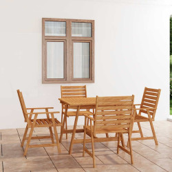 5 Pcs conjunto de jantar para jardim madeira de acácia maciça