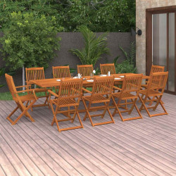 11 Pcs conjunto de jantar para jardim 280x90x75cm acácia maciça