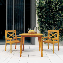 3 Pcs conjunto de jantar para jardim madeira de acácia maciça