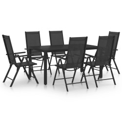 7 Pcs conjunto de jantar para jardim alumínio preto