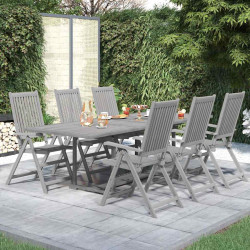7 Pcs conjunto de jantar para jardim madeira de acácia maciça