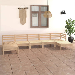 7 Pcs conjunto lounge de jardim pinho maciço