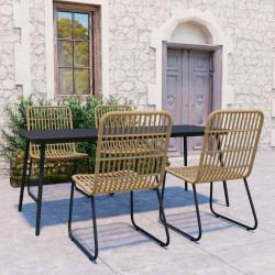 5 Pcs conjunto de jantar para exterior vime PE e vidro